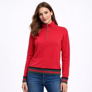 DIANE SNYDER 100% cashmere sweater pink SMALL quarter zip pullover boutique